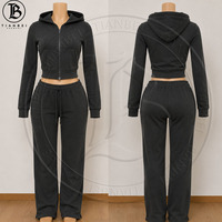 Ensemble de survêtement personnalisé pour femme, automne, avec sweat-shirt court zippé à taille élastiquée et cordon de serrage, pantalon de jogging oversize, ensemble 2 pièces, survêtements pour femmes