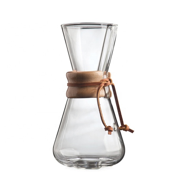 Wholesale Insulated Wood Handle 4 5 6 or 8 9 Cup Glass Coffee Maker Set 400ml 600ml 800ml Pour Over Coffee Drip Pot for Sale