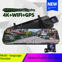 Caméra de tableau de bord 4K HD à écran complet 10 pouces avec ADAS, GPS, streaming, double objectif, image inversée, WiFi et application pour miroir rétroviseur – Appareil électroménager intelligent
