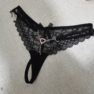 Culottes string sexy en dentelle européenne et américaine à taille basse, pas besoin de les enlever, culottes triangle sexy avec strass - Product Image 3