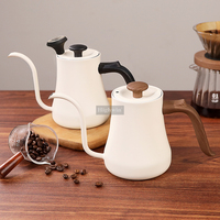 Bouilloire à café HIGHWIN en acier inoxydable de 600 ml avec poignée en plastique - Réutilisable et durable pour la préparation du café