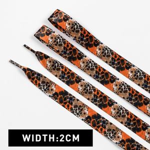 Lacets de chaussures plats en ruban de satin de 2 cm de large, lisses, soyeux, imprimé léopard animal, en polyester, pour chaussures décontractées pour femmes - Product Image 2