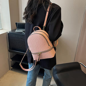 2025 mode dames Logo motif sac à dos en cuir Pu fermeture à glissière étanche sacs à bandoulière classique femmes sac à dos - Product Image 2