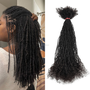 Anna 0.2cm sang trọng 100% tóc con người lồng vào nhau xoăn locs <span class=keywords><strong>Micro</strong></span> Inter locs phần mở rộng với xoăn kết thúc - Product Image 1