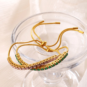 European American Fashion Gold <b>Drawstring</b> <b>Bracelet</b> Zinc Alloy Channel Setting Adjustable Jewelry Party Unisex - Product Image 3