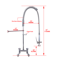 Robinet de cuisine commercial moderne en laiton chromé avec douchette extractible, hauteur 47 pouces, 2 trous, montage sur plan, pour usage hôtelier