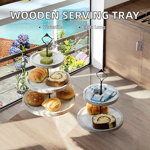 Plateau de service en bois classique détachable multifonctionnel sculpté conception en couches Portable debout cuisine servant des boissons - Product Image 2