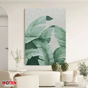 现代壁画绿叶自然壁画沙发/咖啡厅/办公室装饰油画手绘名画