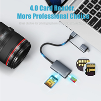 Double connecteur Type C USB3.0 2 en 1 Lecteur de carte en aluminium multifonctionnel TF SD4.0 type c Lecteur de carte 3-en-1