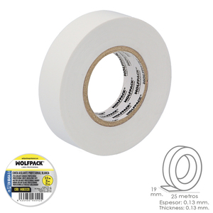 Nastro isolante professionale bianco, spessore 0,13 mm, larghezza 19 mm, rotolo da 25 metri - Product Image 1
