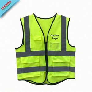 High Visibility Multi-Pocket Safety Vest Mesh Cloth <b>Fluorescent</b> Motorcycle <b>Clothing</b> Outdoor Reflective Vest Safety - Product Image 2