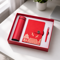 Set Hadiah Pena Notebook Cangkir Pintar Gaya Cina Logo Kustom Layar LED Penunjuk Suhu 4 Warna Kotak Bisnis Korporat