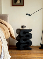 Table d'appoint en bois sculpturale de luxe moderne, tabouret ondulé en forme de S, design organique, table d'appoint pour salon, chambre, décoration artistique, hôtel