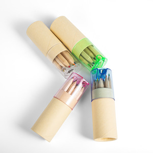 Custom Promotional Gift Mini Kraft Paper Tube Colored Pencils Set 12 Colors Natural <b>Wood</b> Drawing Pencils Set with Sharpener - Product Image 2