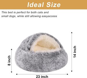Cama pequeña para perros y gatos, donut redondo, camas para mascotas calmantes, cama cueva antiansiedad con tienda de campaña para calidez y seguridad, Hundebett - Product Image 5