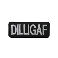 Broderie de qualité personnalisée DILLIGAF couleur noire couture sur tissu vêtements Patch de lettre avec visage en cerceau