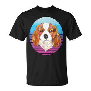 Camiseta Cavalier King Charles Spaniel con diseño de perro en acuarela, color negro, corte unisex - Product Image 1