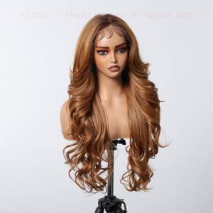 13*6 U parrucca in pizzo fatto a mano in fibra sintetica futuro naturale morbida parrucca di colore miscelazione ad alta densità capelli scuri radice 613 biondo - Product Image 2