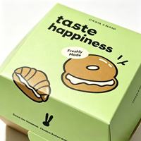 Boîte à hamburger carrée jetable en kraft pour emporter, OEM, restauration rapide, impression quadricolore, écologique, biodégradable, recyclable, papier artistique