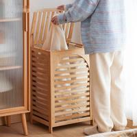 Panier à linge en bambou personnalisable avec couvercle pour le rangement des vêtements sac amovible type debout pour salle de bain cuisine salon