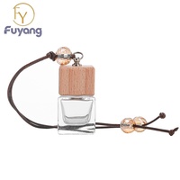 Diffuseur de parfum pour voiture, flacon suspendu, rechargeable, avec cordon de serrage, couvercle en bois, flacon de parfum vide