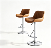 Chaise de bar moderne en cuir, légère, durable et écologique, avec pieds en fer, pour usage commercial dans les bureaux à domicile et les hôtels