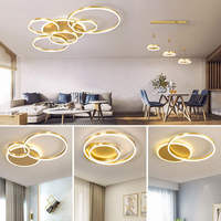 Lustre de plafond en fer acrylique doré LED, design artistique moderne, luxe léger, chambre à coucher