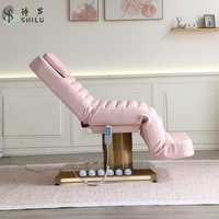 Table de massage électrique de luxe moderne pour salon de beauté, lit facial incurvé, extension de cils, spa, structure en acier inoxydable, revêtement PU 3