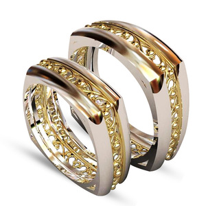 Anello Unisex Bicolore, Gioielli Minimalisti alla Moda, Vendita all'Ingrosso - Product Image 2