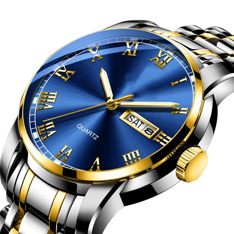 Classic Fashion Brand Alloy Case Stainless Steel Strap Custom Design Man Wrist Quartz Watches