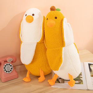 Peluche de Pato con Relleno de Algodón PP, Cierre Desmontable y Lavable, Adorable Almohada de Pato con Forma de Plátano, Se Puede Agregar Logotipo - Product Image 3