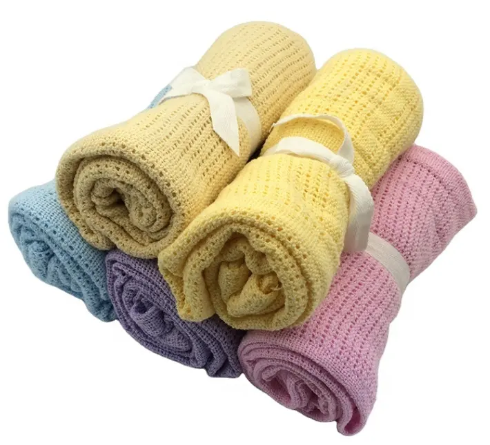 2023 new arrivals 100% cotton baby blanket knitted shawl woolen blanket air conditioning thin nap baby blanket for baby