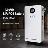 Batterie LiFePO4 16 kWh à longue durée de vie, pack de batteries 51,2 V 314 Ah pour stockage solaire domestique avec BMS intelligent