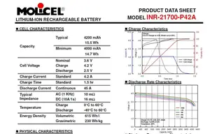 Molicel Originele P42a P45b 4500Mah 4200Mah 3.7V 21700 Oplaadbare Batterij Voor Diy Pack Elektrisch Gereedschap Elektronische Scooters