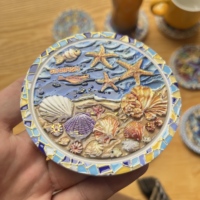 Sous-verres ronds en céramique Mandala colorés de 9 cm, style classique, base en liège écologique, épaisseur 10 mm, tapis et coussinets pour la maison, la voiture, le bureau