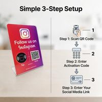 Plaques en acrylique pour réseaux sociaux avec support de code QR, logo Instagram, en acrylique, à poser sur table |   Sans application, sans frais, compatible