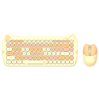Clavier et souris sans fil pour ordinateur, forme de chat, mignon, rétro, avec logo personnalisé d'usine