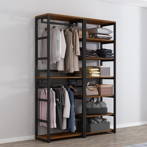 Walk In <b>Wardrobe</b> Floor Standing Clothes Rack With Drawers Double Layer Combination Open Shelf <b>Large</b> Capacity Clothing Organizer - Product Image 3