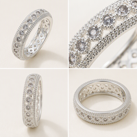 Bague large en laiton plaqué rhodium ajourée avec zircon blanc CZ serti à griffes, bijoux personnalisés Mylove pour femme, cadeau élégant