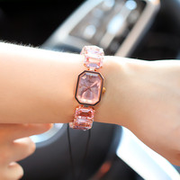 Montre-bracelet compacte rectangulaire en acier inoxydable pour femme, style bracelet, fournie par l'usine, mode, 24 heures, Thanksgiving, Nouvel An