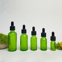 Botol Tetes Kaca Hijau 10 hingga 50ml untuk Minyak Esensial, Serum, Cairan Kosmetik