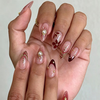 Nouveaux faux ongles 2026 – 30 pièces en gros, logo personnalisé, couverture complète, en ABS, forme amande, style français, certifiés CE, faits à la main, avec strass étincelants