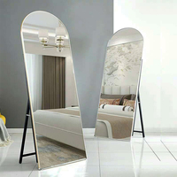 Miroir sur pied pleine longueur arqué avec cadre métallique, grand miroir de dressing pour chambre et salon