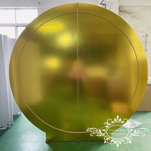 Moderne Klassieke Gouden Pvc Acryl Board Spiegel Ronde Cirkel Bruiloft Achtergronden Staan Eenvoudig Stijlvol Muurontwerp - Product Image 1