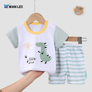 Ensemble de vêtements pour bébé garçon en coton 100% à prix avantageux, <span class=keywords><strong>pyjama</strong></span> court en deux pièces pour l'été, imprimé animal, doux - Product Image 5