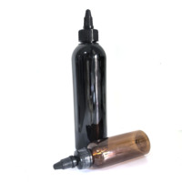 Bouteilles en plastique vides de 60ml 120ml 180ml 250ml Bouteilles rondes noires PET Cosmo avec capuchons torsadés noirs
