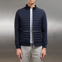 Veste matelassée pour homme, col montant, fermeture éclair, coupe classique, manches tricotées, manteau d'hiver décontracté