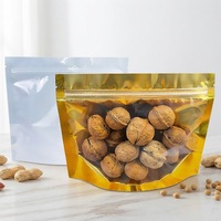 Sachet Doypack Transparent Doré et Rouge avec Fenêtre et Fermeture Éclair, Sacs en Plastique Ziplock pour Snacks, Petits Morceaux, Emballage Alimentaire