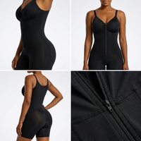 Body sculptant respirant et doux en Spandex, effet Faja rehausseur de hanches, contrôle du ventre, sans couture, mi-cuisse, avec fermeture éclair