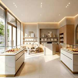 Boulangerie Composite magasin de détail longue bande droite style stratifié ligne droite type présentoir - Product Image 3